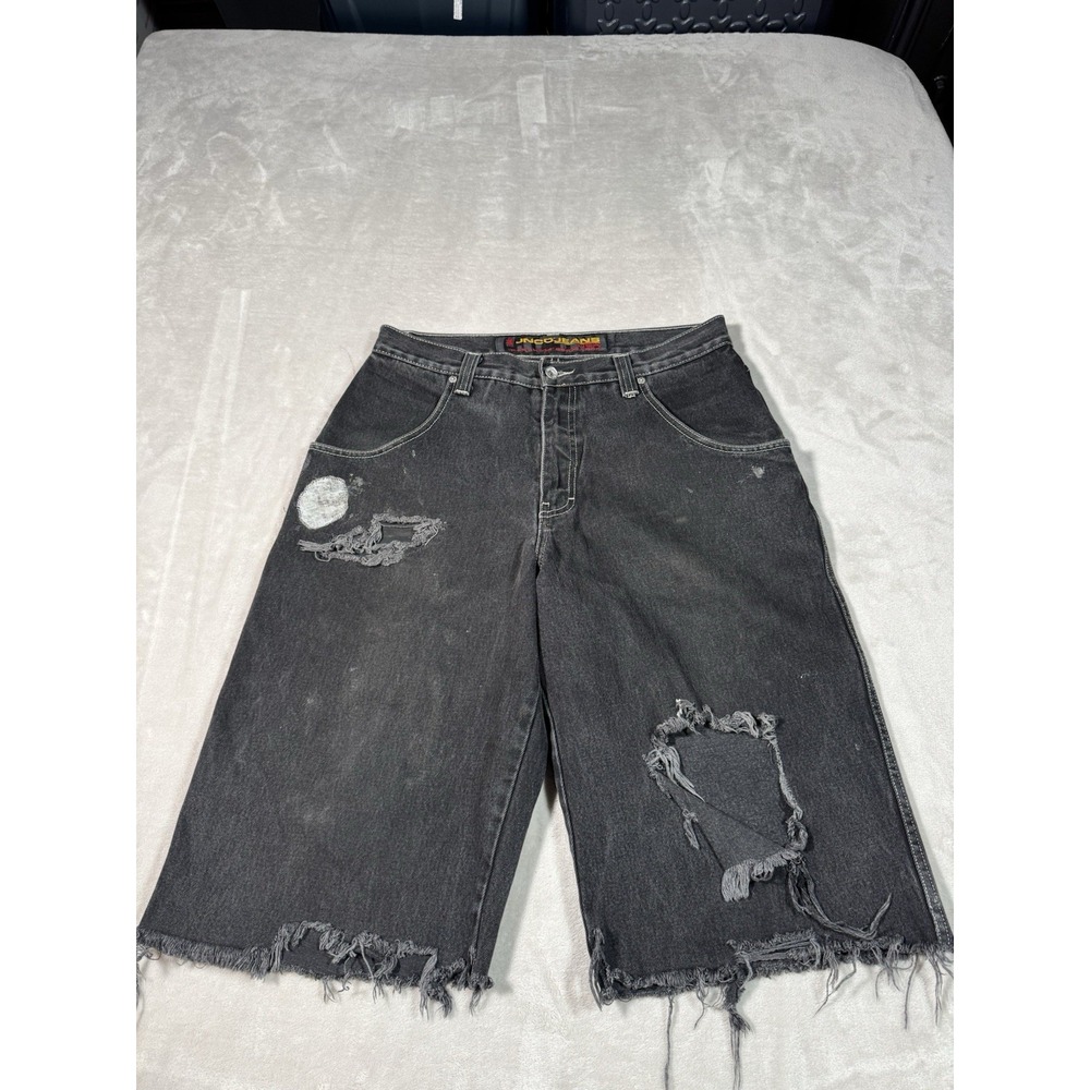 Vintage 90s Jnco Jeans Shorts Size 33 Black Thrashed Distressed MADE IN USA